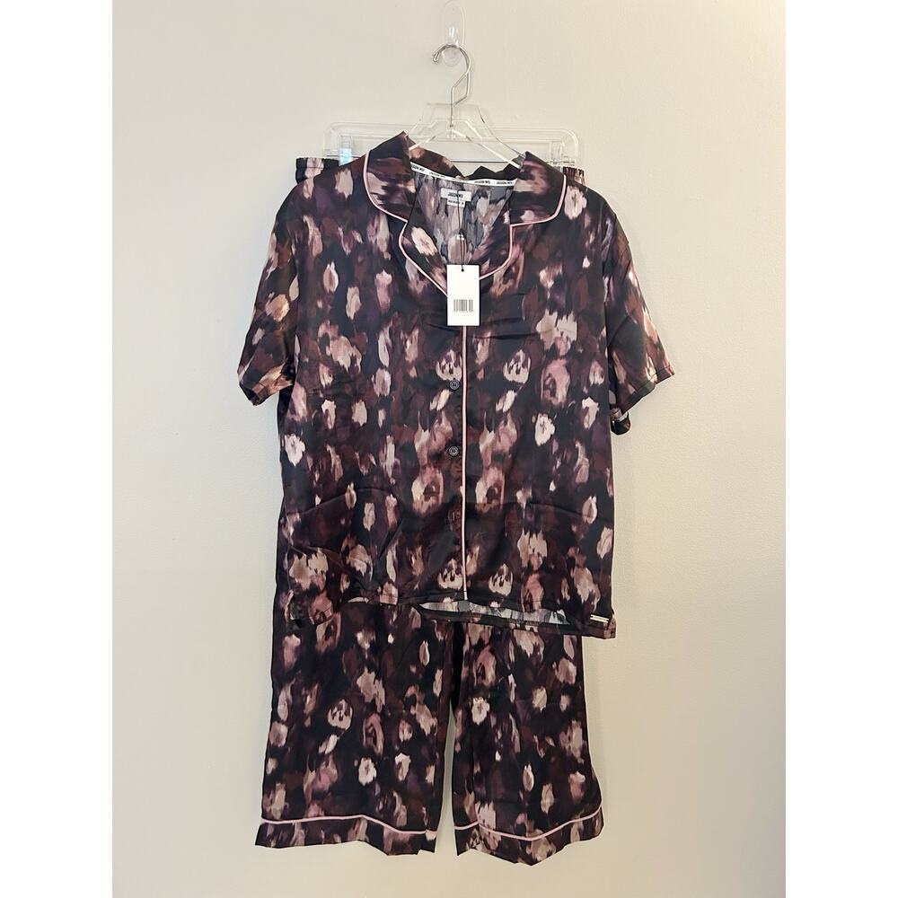 Jason Wu Satin Pajama Set - Black and Pink Pattern